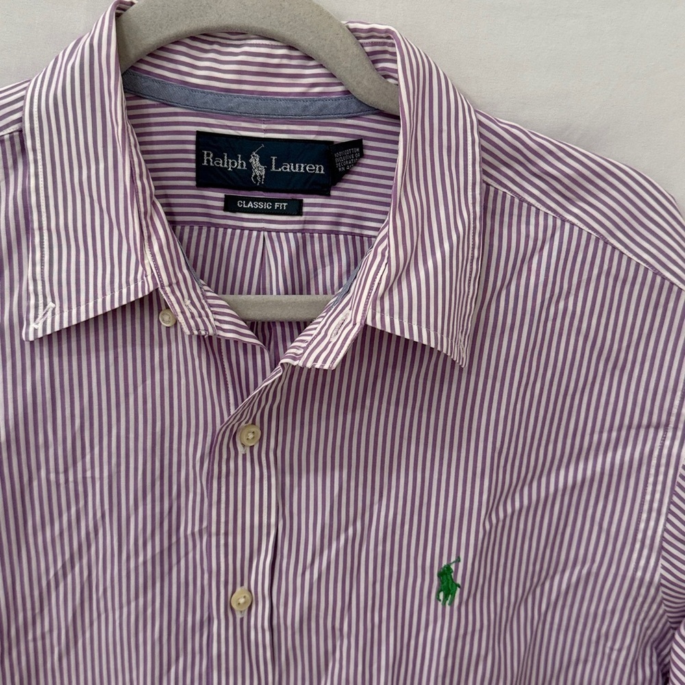 Ralph Lauren Polo button down  Striped Men's Shirt Classic fit size large - Picture 2 of 4